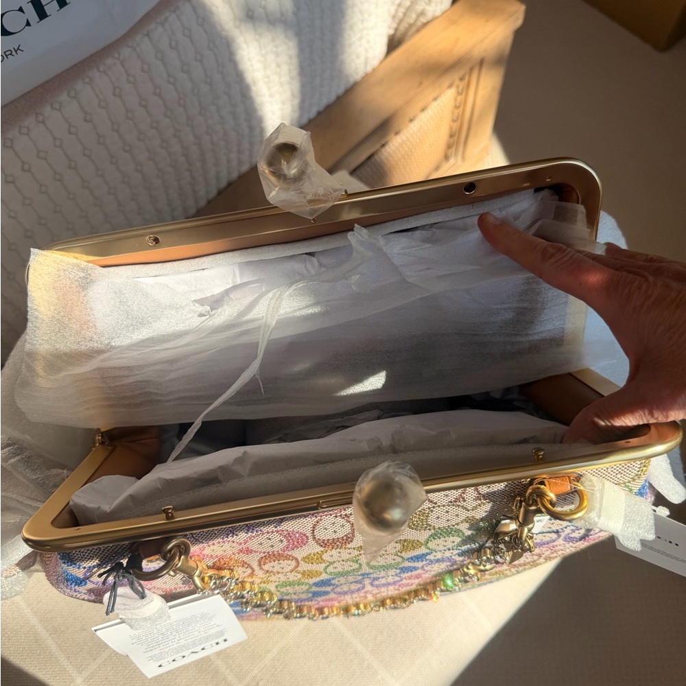 Coach Kisslock Large Frame Crystal Rainbow Bag - Picture 4 of 10